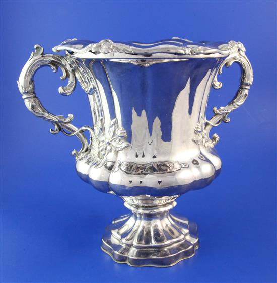 A 19th century silver plated two handled wine cooler, 10in.